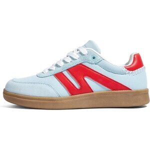 Women's Mint Red Classic Retro Gum Sole Casual Genuine Leather Fashion Sneakers